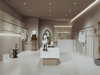 现代服装店 女装店 服装 中岛