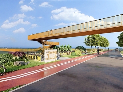 现代天桥 自行车生态跑道 乡村公园