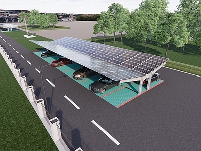 现代户外停车场 太阳能充电车棚 光伏板充电车棚 光伏板 户外