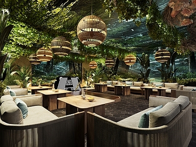 现代森系自然风餐厅 沙发