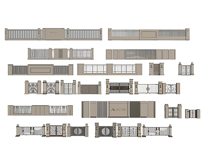 现代围墙大门围栏