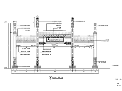 新中式商业街入口牌坊详图 施工图 景观小品