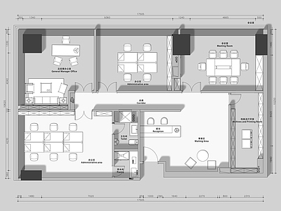 200㎡办公室全套 施工图