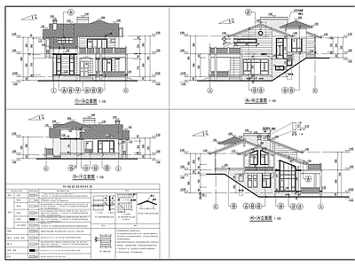 两层独栋别墅建筑 施工图