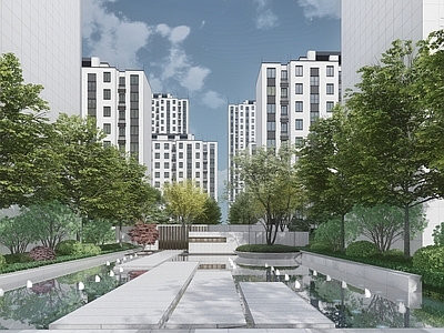 现代小区中轴景观 住宅