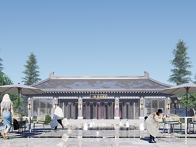 新中式售楼处建筑 方形
