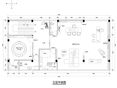 三层亚通办公室室内装修 施工图