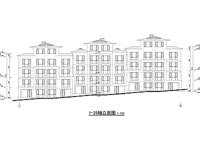 现代多层叠墅建筑 施工图