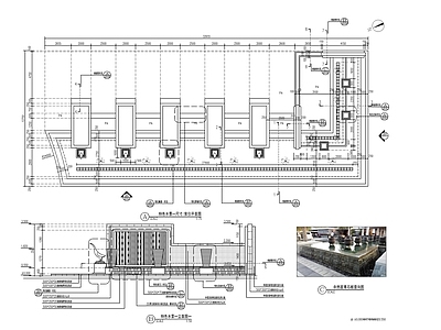 新中式跌水水景雕塑水景 施工图