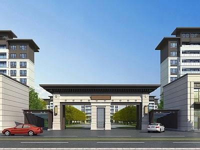 新中式入口大门 小区入口