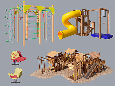 儿童器材组合 滑梯 摇摇椅 城堡淘气堡 攀爬架 健身器材