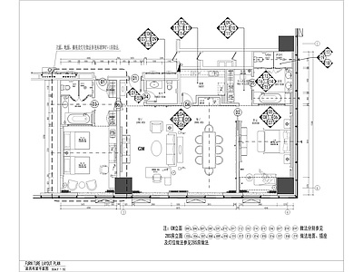 廊坊酒店两室套房室内装修 施工图 客房