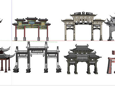 中式景区牌坊 牌坊楼设计公共建筑