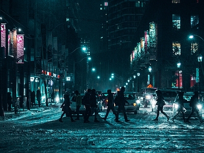 夜晚的街边