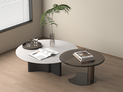 现代茶几 圆形 子母形 金属茶几 玻璃茶几 圆茶几