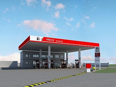 现代加油站 室外建筑
