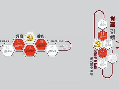 现代党建文化墙 党建引领 党建标语 党员活动室 党建会议室