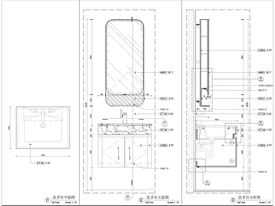 洗手台及吧台节点 施工图