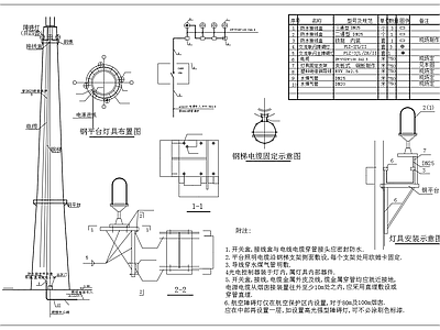 60米航空障碍灯安装 施工图