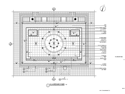新中式中心水景水钵雕塑跌水景 施工图