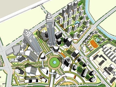 现代城市设计鸟瞰图规划