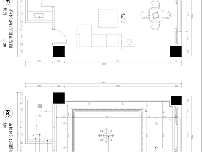 白云台茶楼包间室内 施工图