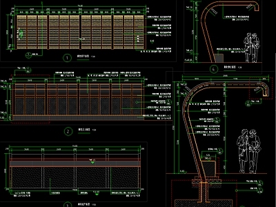 休憩廊架坐凳 施工图