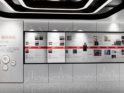 现代企业展厅 发展历程 滑轨屏