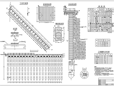 桥桩与铅丝笼丁坝结构 施工图