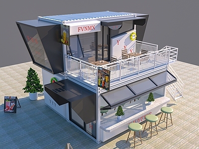 现代网红烧烤店 集装箱 小吃店 快 咖啡厅 奶茶店