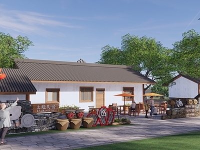 新中式酒文化主题民宿乡村庭院