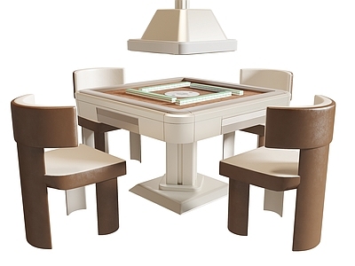 现代麻将桌 麻将灯 单椅
