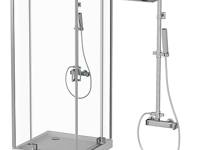 淋浴间 卫浴用品 玻璃隔断 不锈钢花洒