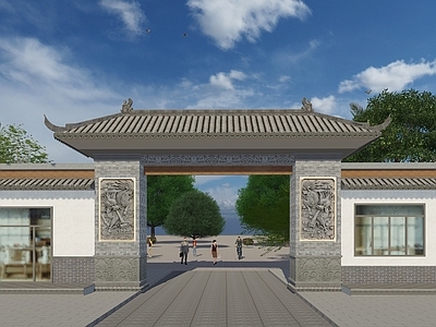 中式景区入口大门