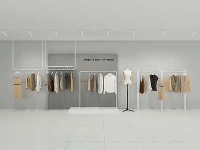 现代服装店 货架衣服