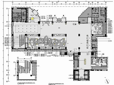 酒店大堂及大堂吧室内详图 施工图