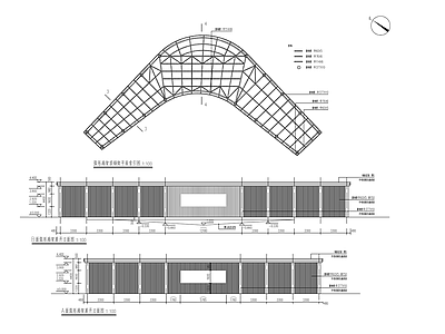 异型钢结弧形廊架详图 施工图