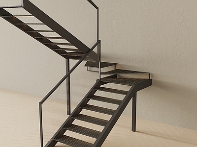 工业风钢架楼梯 铁艺 钢结构 花纹板极简 室内 户外 金属