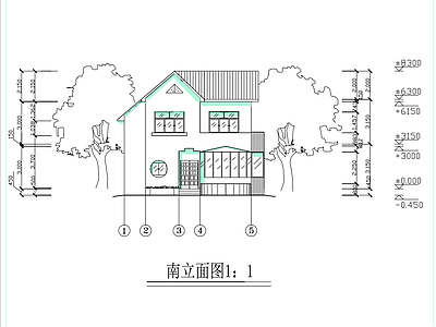 小别墅平立剖面图 施工图