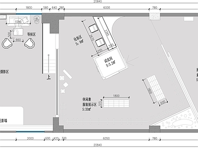 肖像馆婚纱影楼工作室平面图 工装平面图