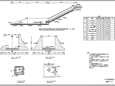 农田抗旱渠道平面断面结构配筋 施工图
