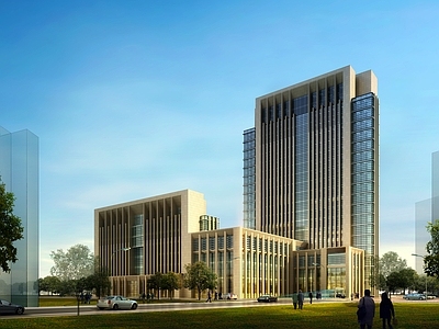 行府办公楼建筑 效果图 施工图