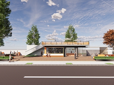 现代集装箱咖啡店建筑