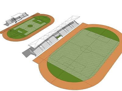 现代风格运动场 篮球场 足球场