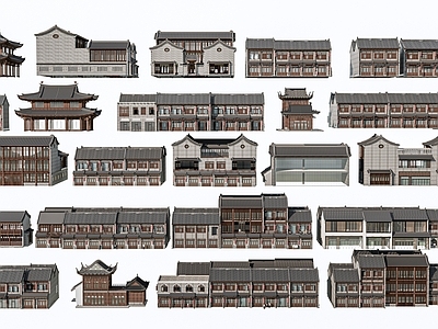 新中式乡村民房 民宿建筑 商业建筑 古镇建筑