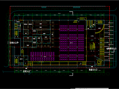 大学食堂餐厅总平面图