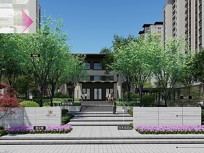 现代小区景观 住宅