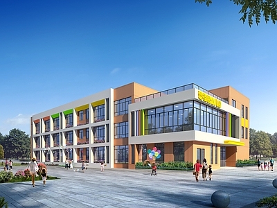 幼儿园建筑 效果图 施工图