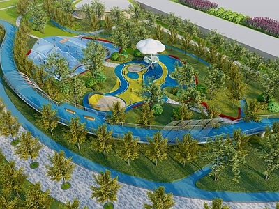 【SU悬赏模型】现代风格儿童游乐区景观 建议用Enscape、Lumion渲染