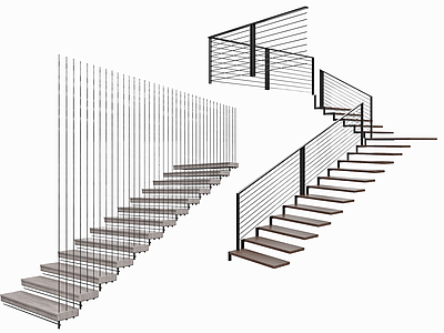 楼梯 步梯 悬空 木质 金属